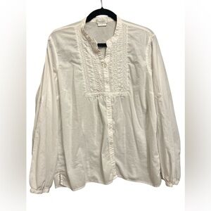 Van Heusen Women’s Button Down Shirt Size XL White Embroidered Long Sleeve